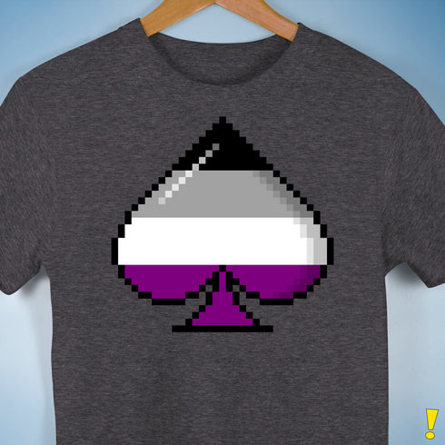 Asexual Pride 8-Bit Pixel Ace of Spades Premium Unisex T-Shirt - Dark Grey Heather